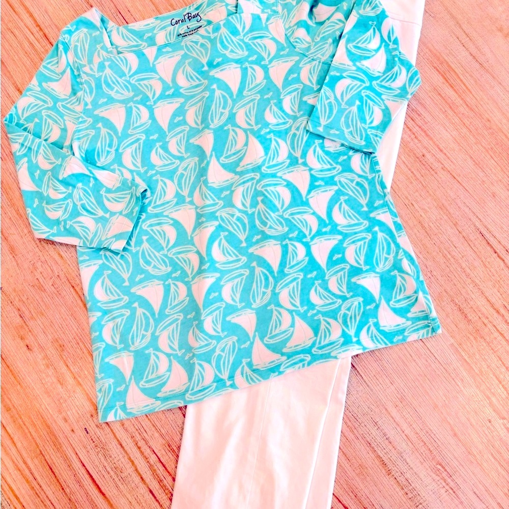 Coral Bay Sailboat Print Blouse
